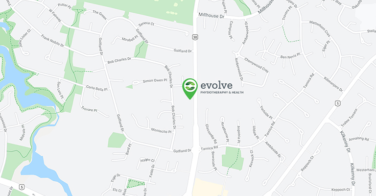 Map showing Evolve Physio clinic location